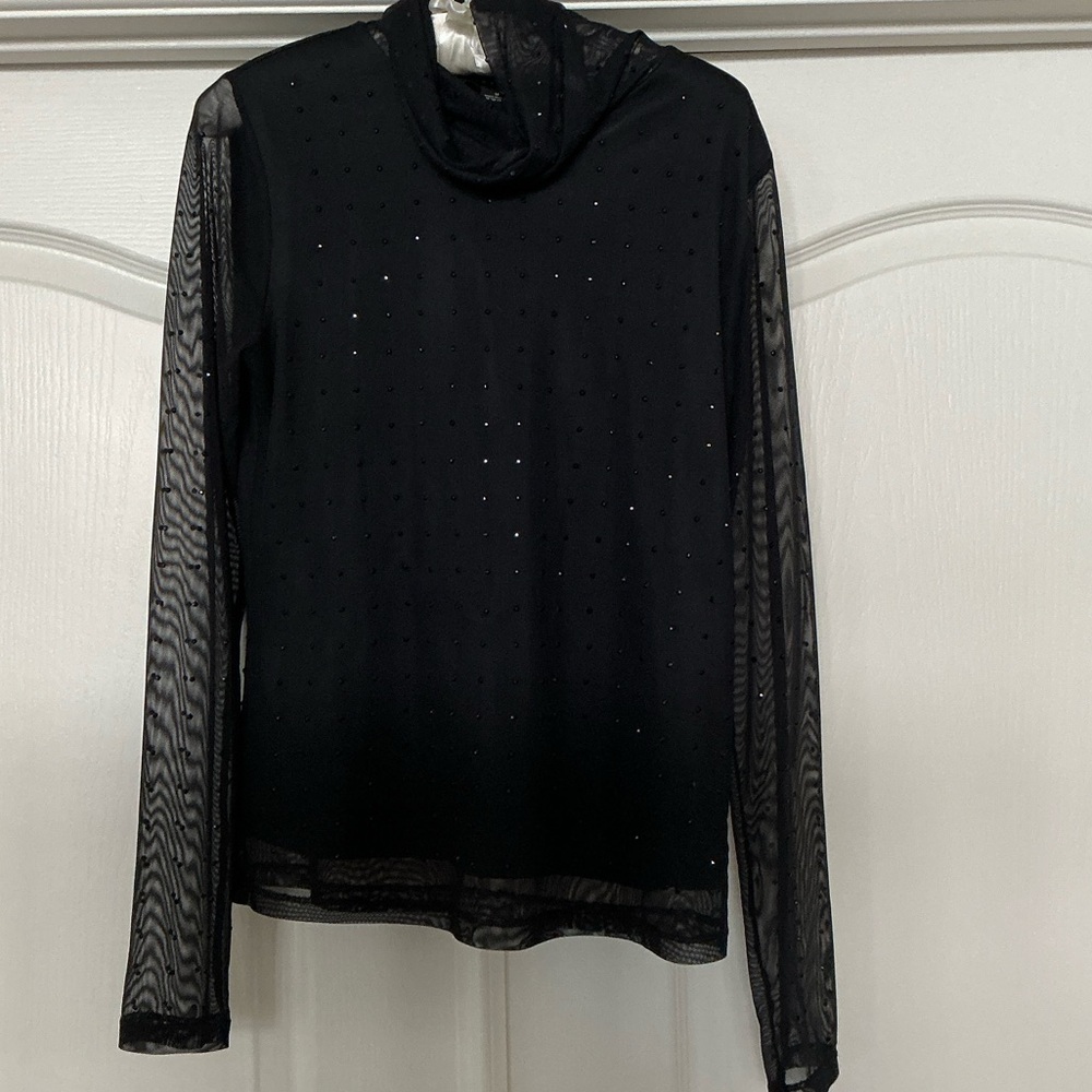 Sanctuary Black long sleeve top with rhinestones